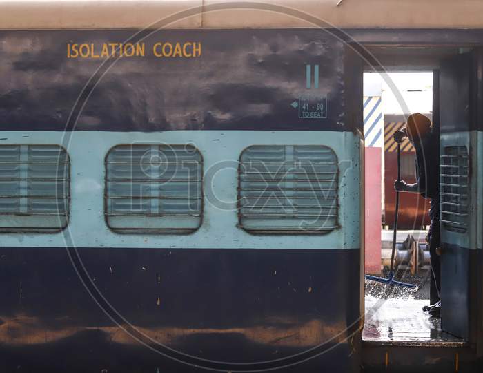Worker Prepare A Train Coach As A Temporary Covid-19 Isolation Facility At Anand Vihar Railway Station, In New Delhi On June 17, 2020.