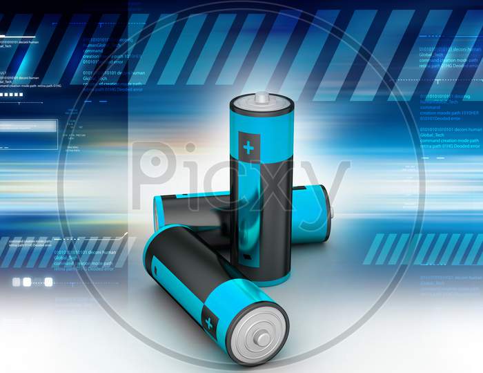 Batteries In Color Background