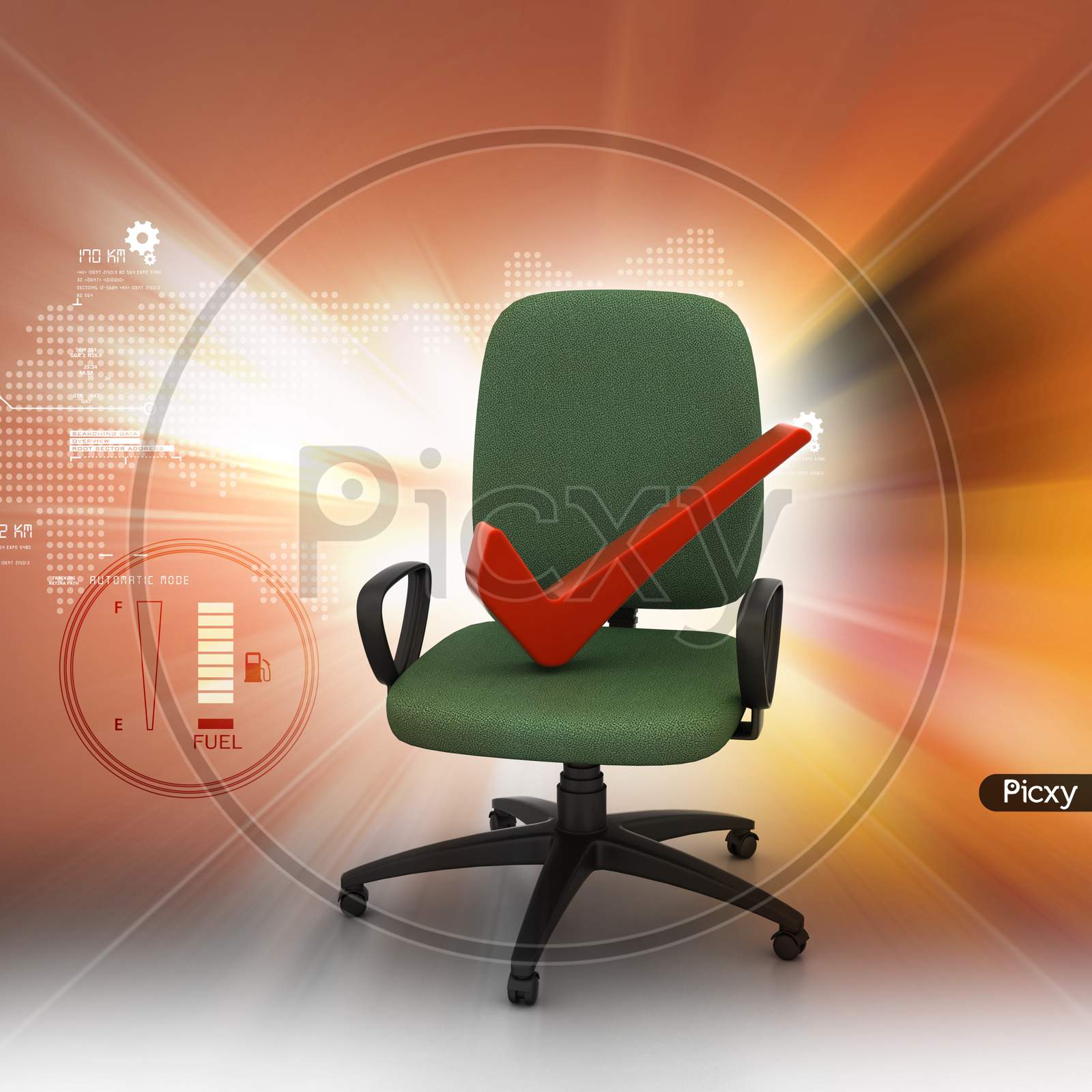 An Office Chair with Red Ticked Mark