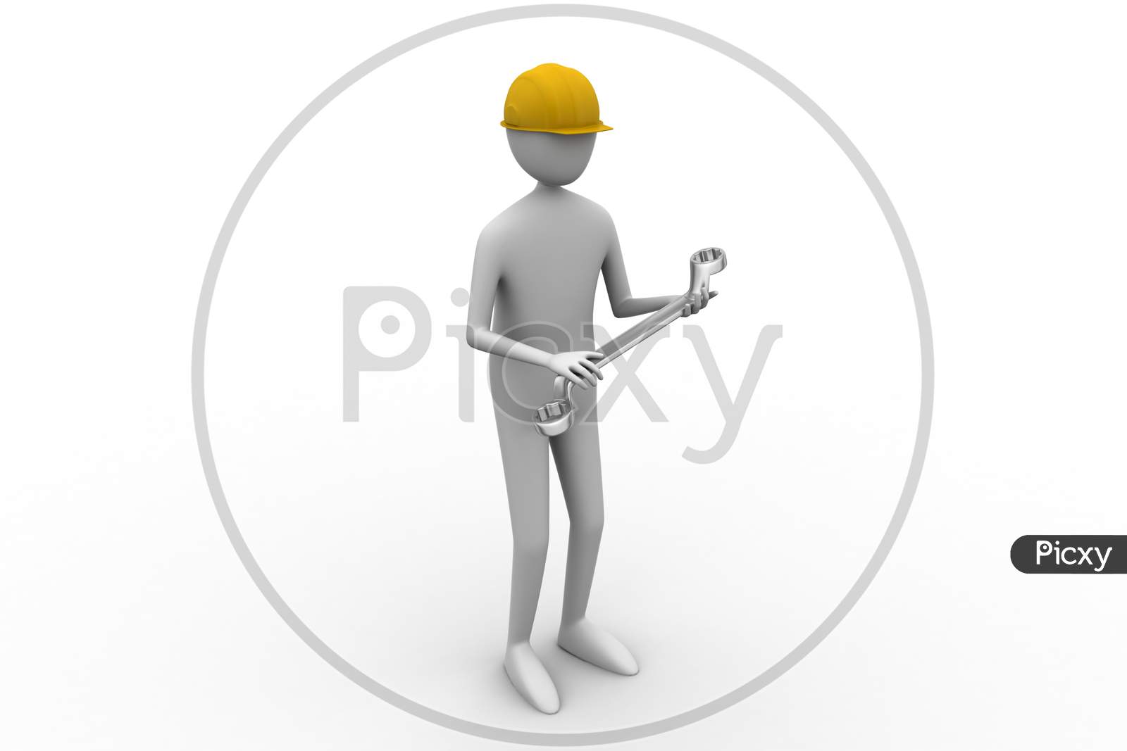3D Man With Wrench