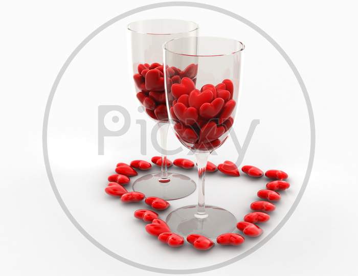 Red Heart In Wine Glass