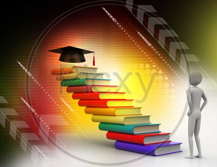 3D Graduate With Book And Graduation Hat