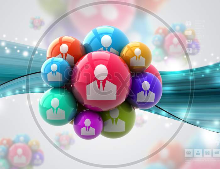 Social Networking Bubbles In Color Background