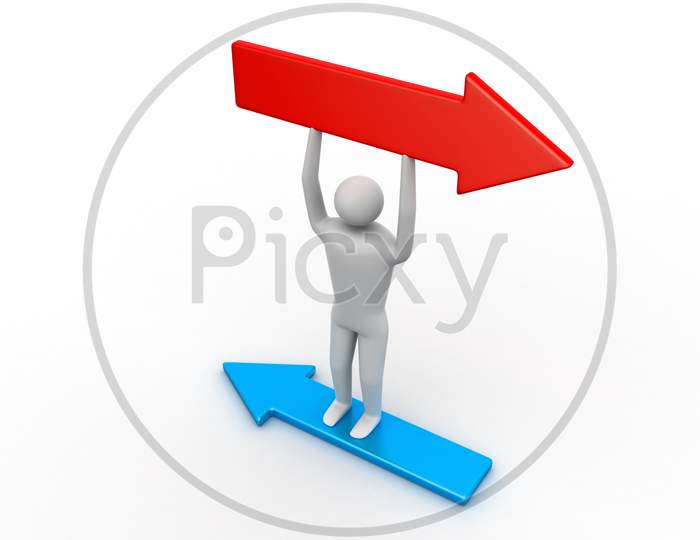 3D Person Standing  Arrow Direction