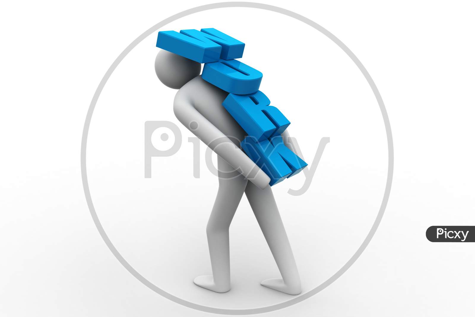 3D Man Carrying Heavy Work