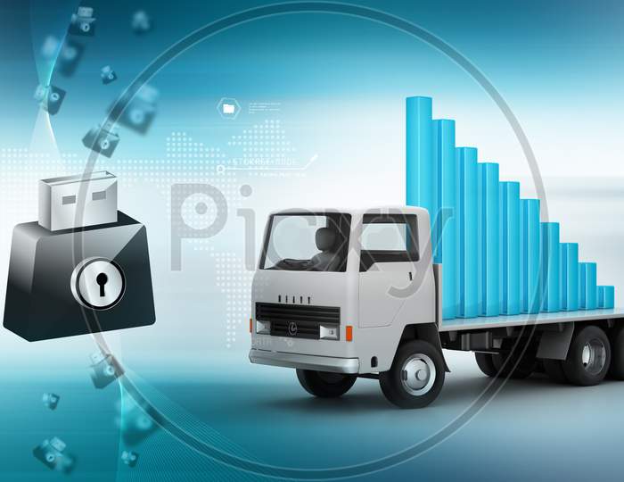 A 3D Render of a Truck with Growth Indicator