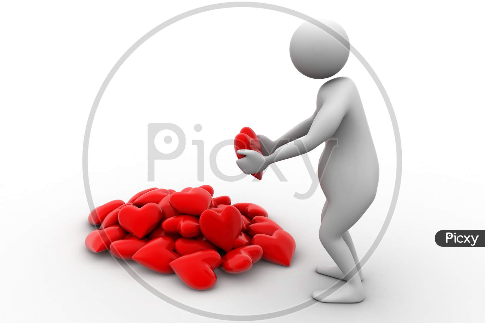 3D Man Holding Heart In His Hands