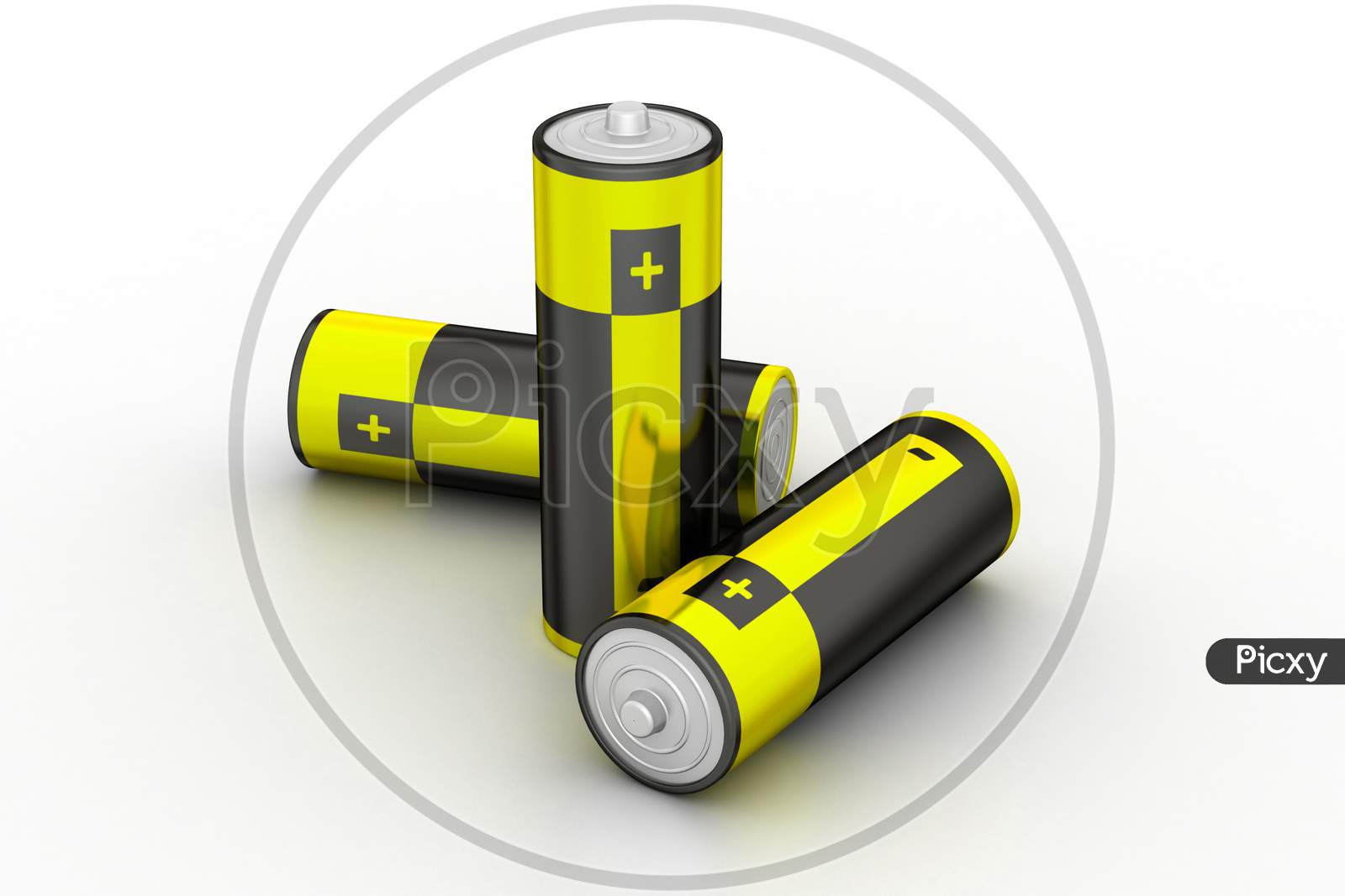 Batteries In White Background