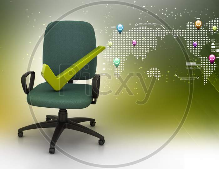 An Office Chair With Green Ticked Mark