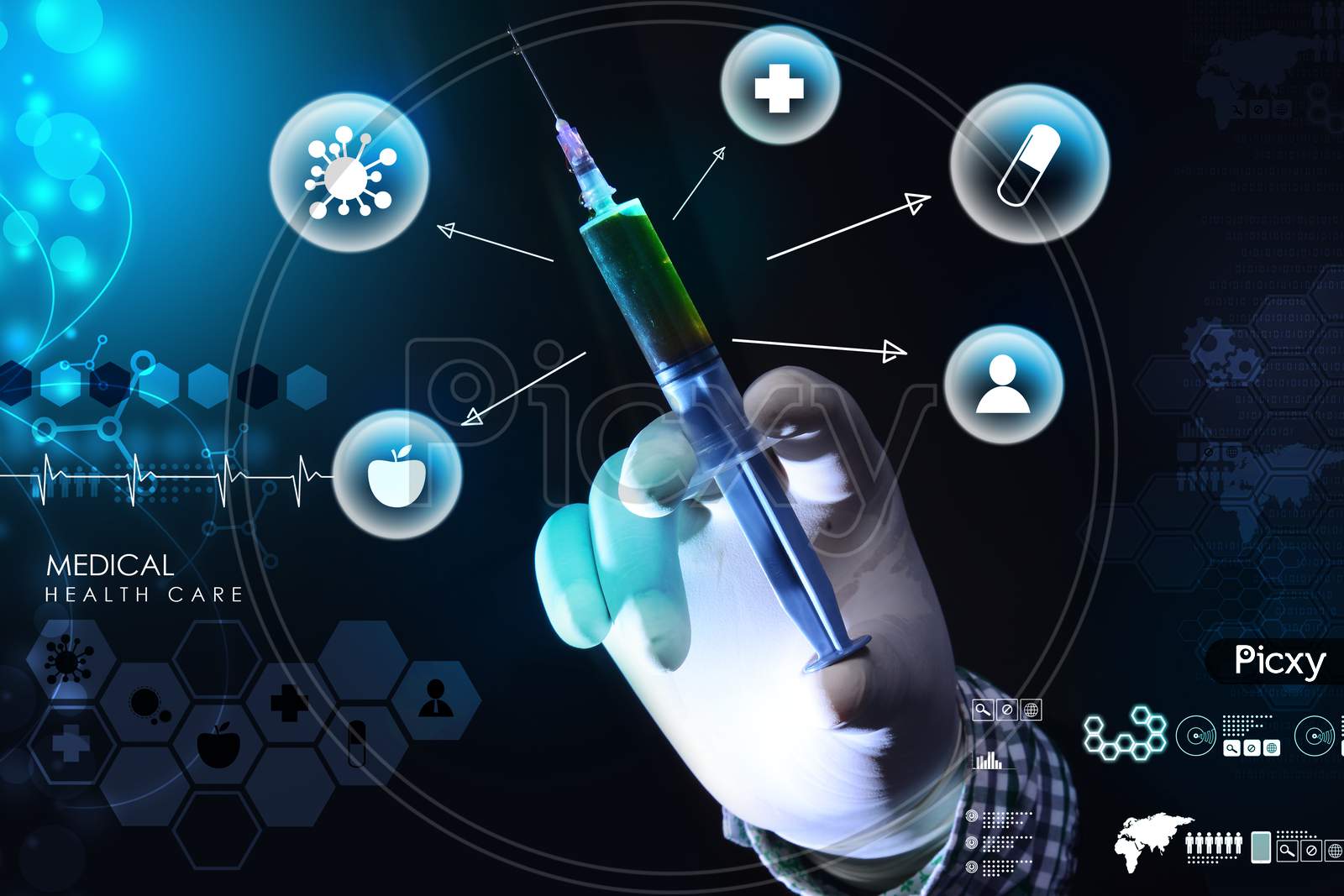 Doctor Hand Showing Syringe And Medicine