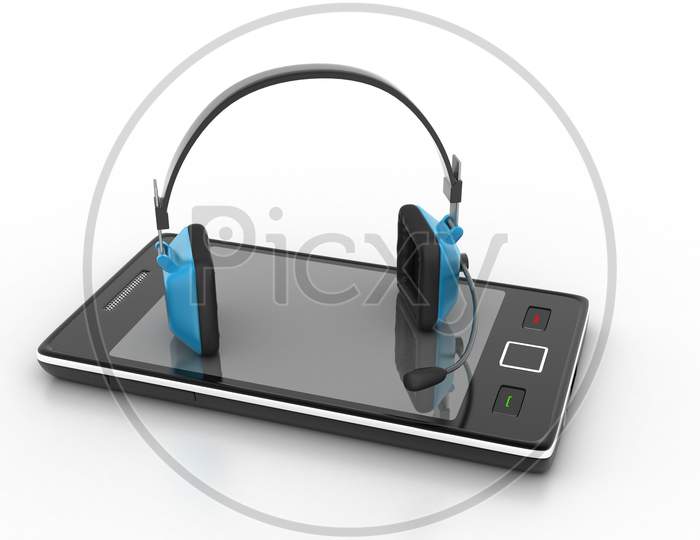 Modern Headphones And Smart Phone