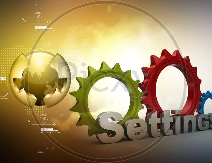 Settings Text with Gears