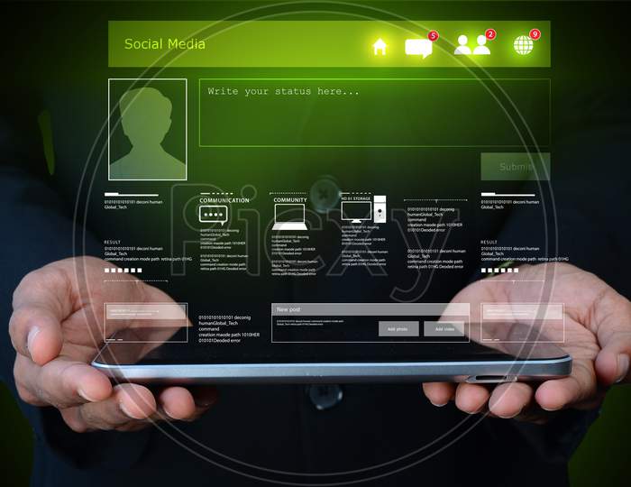Social Network Concept Showing The Tablet Computer