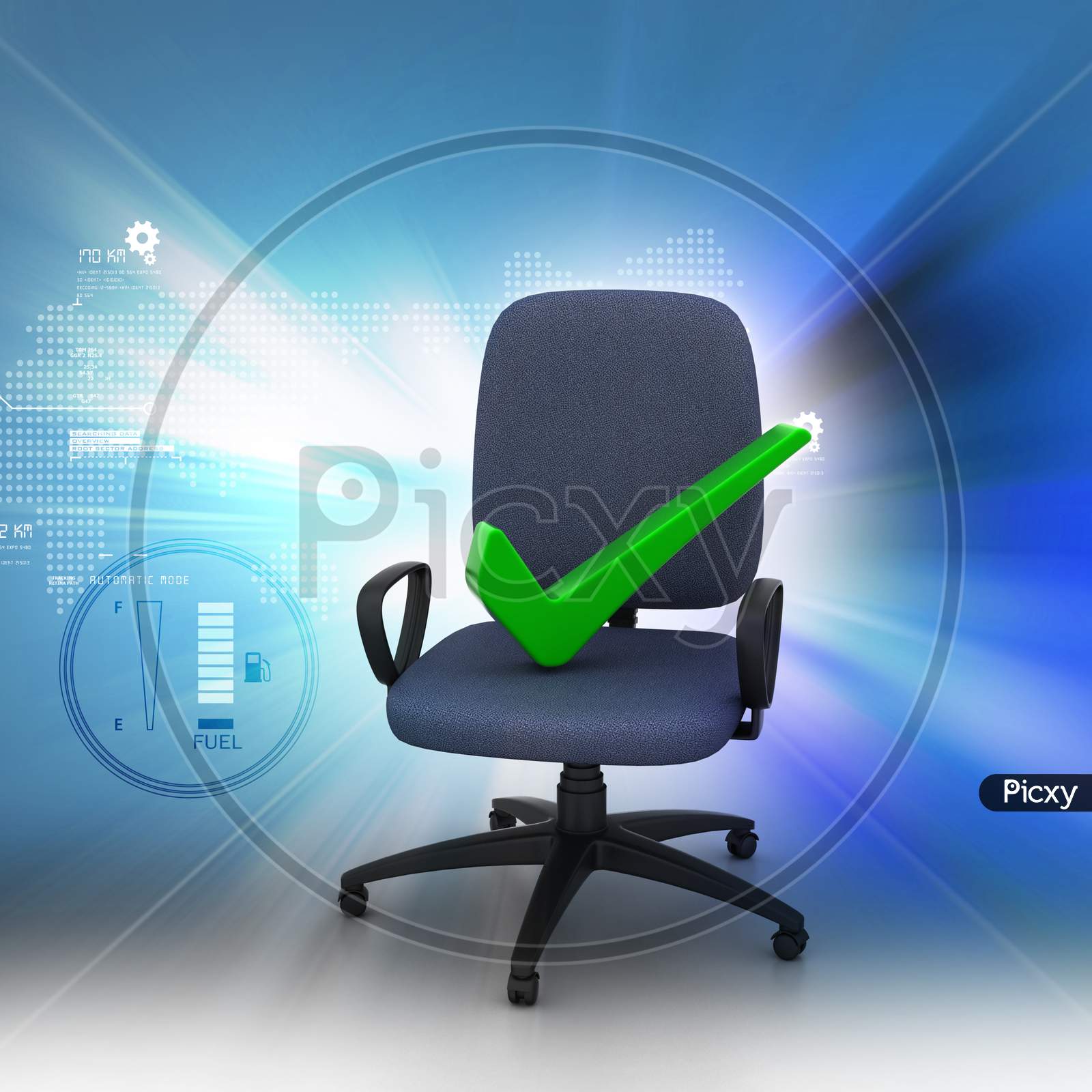 Computer Chair with Green Ticked Mark