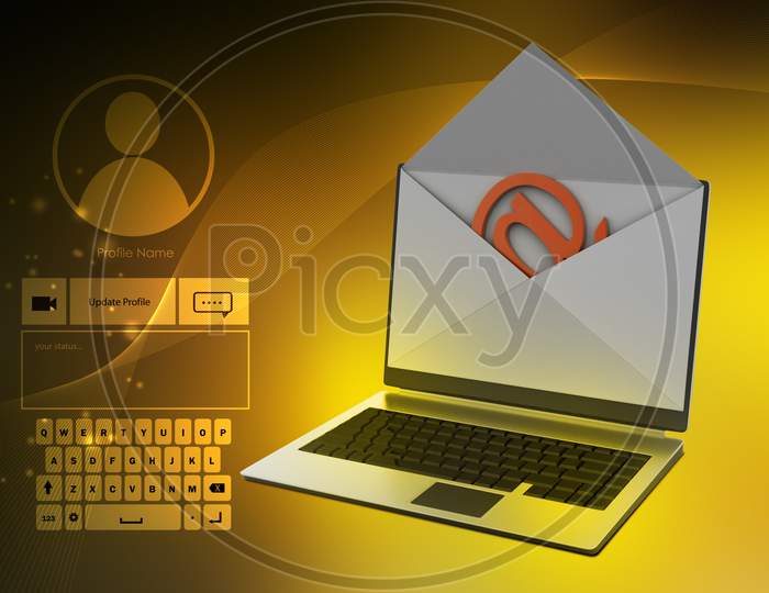 E-Mail Concept. Modern Laptop And Envelope