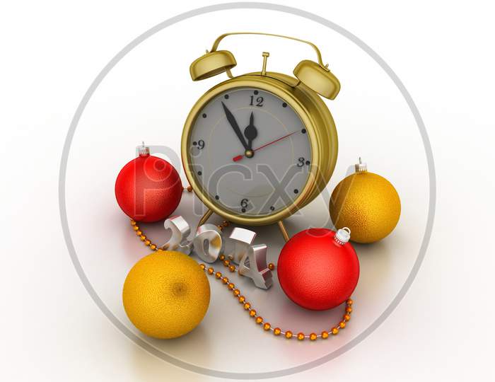 Christmas, Colourful Bubble With Alarm Clock