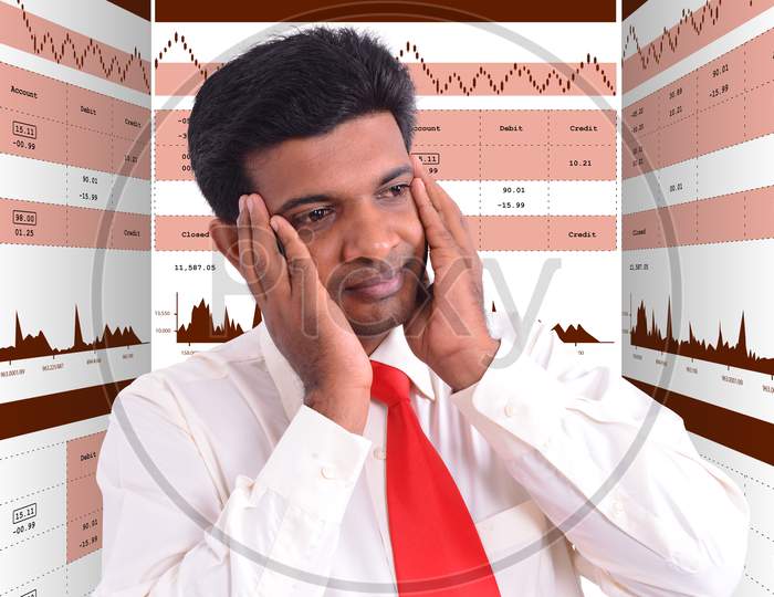 Man Thinking  In Stock Market Analysis