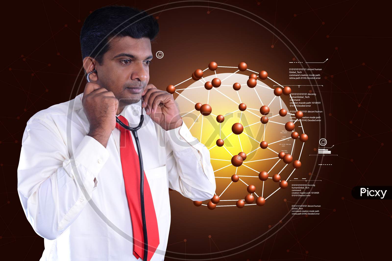 Young Doctor With Molecules