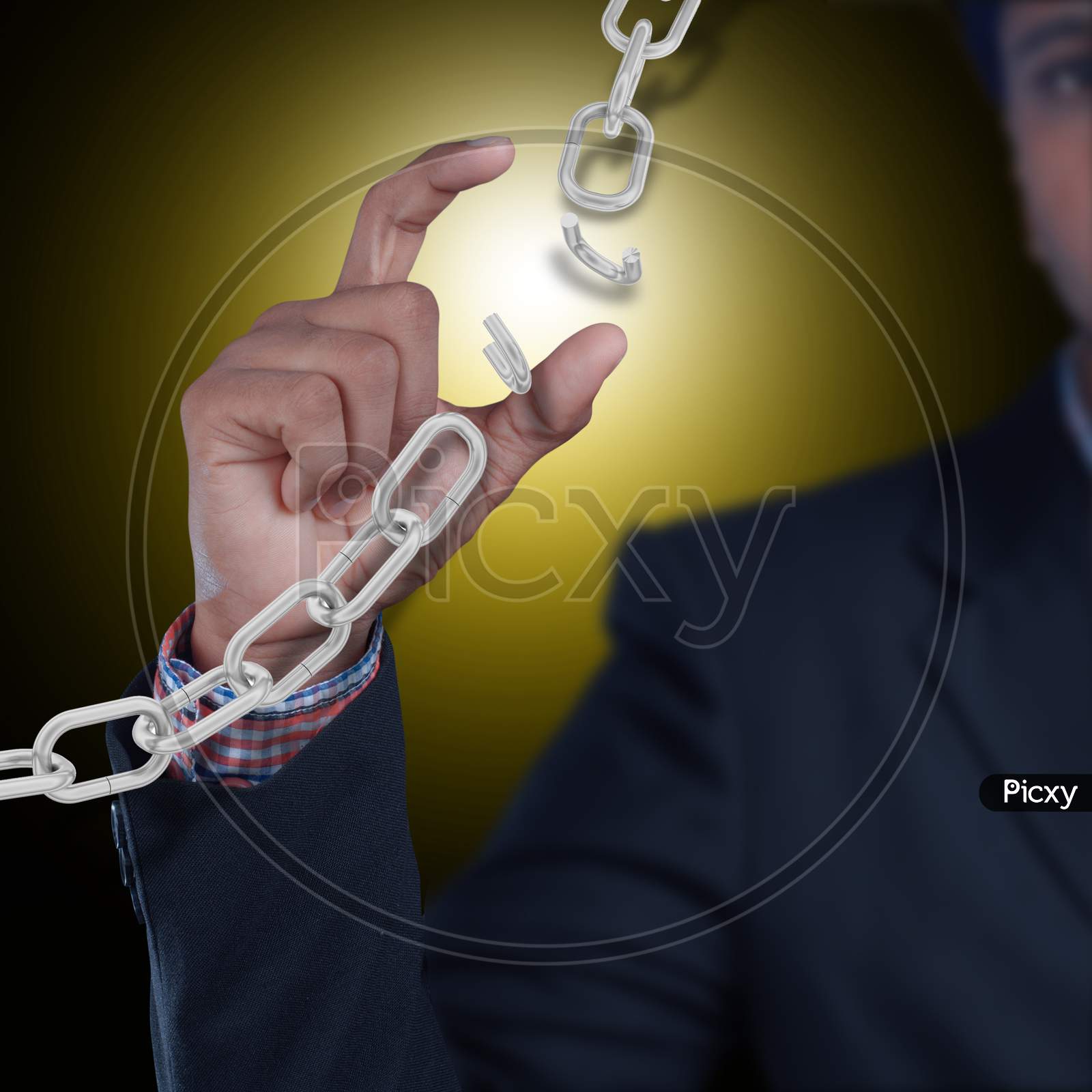 Business Man With Broken Chain