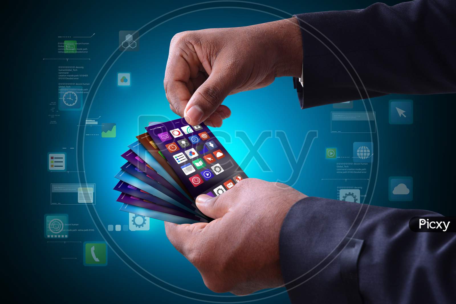 Man Showing App Icons In Smart Phone
