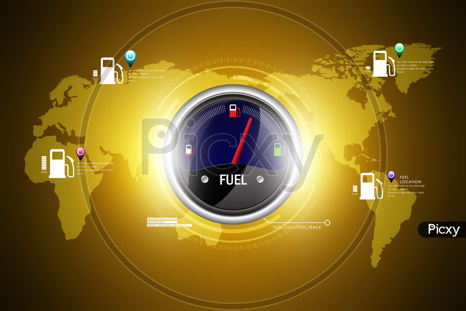 A Fuel Indicator with World Map in the Background