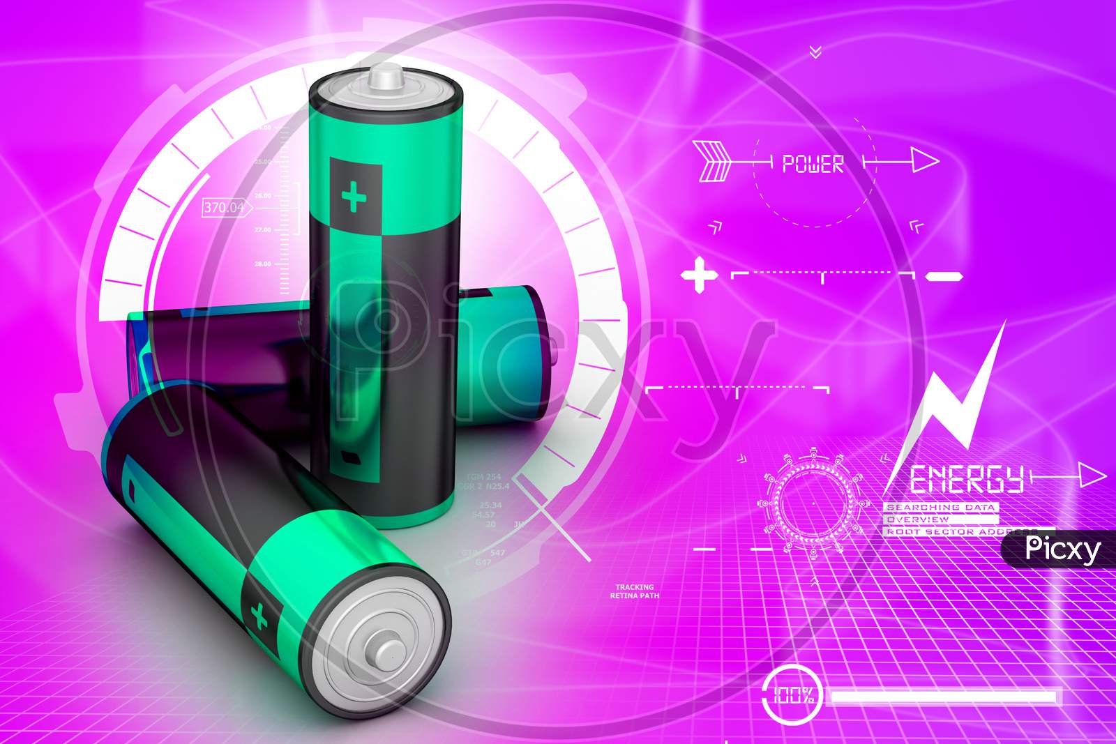 Batteries In Color Background