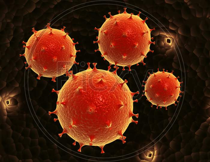 3D Render Virus On A Dark  Background
