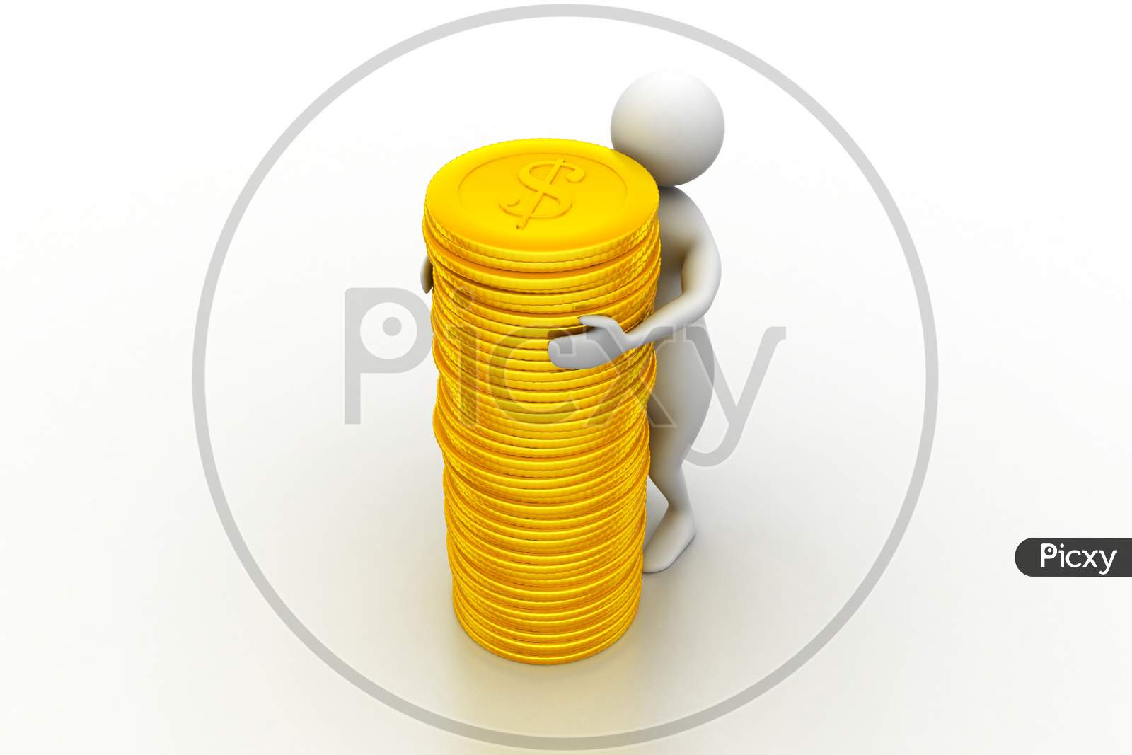 Gold Coin With 3D Person