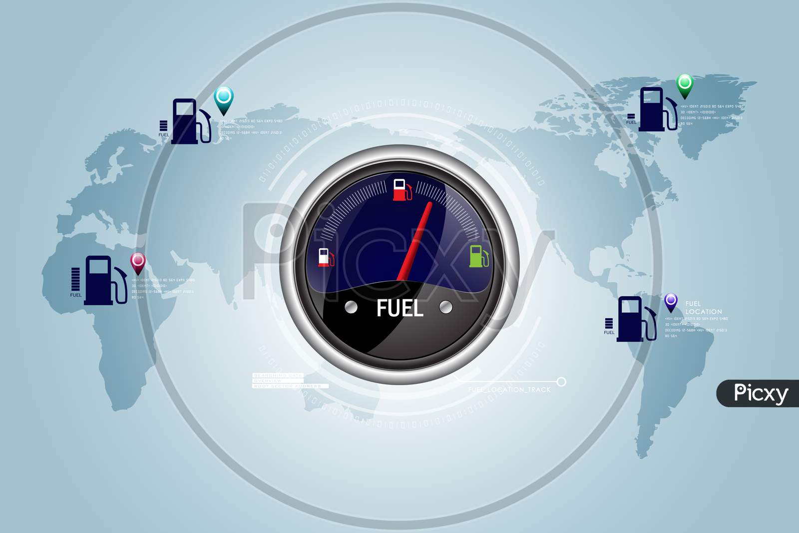 A Fuel Indicator with World Map in the Background