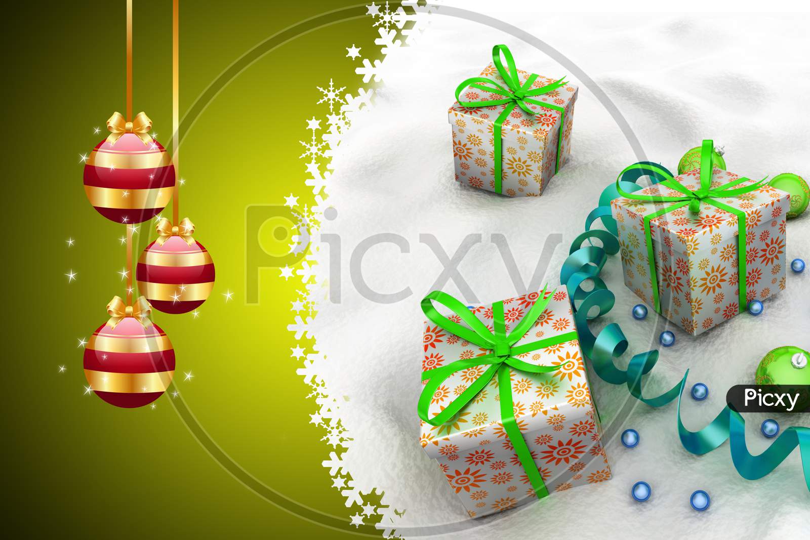 Christmas  Gift Box With Bubbles
