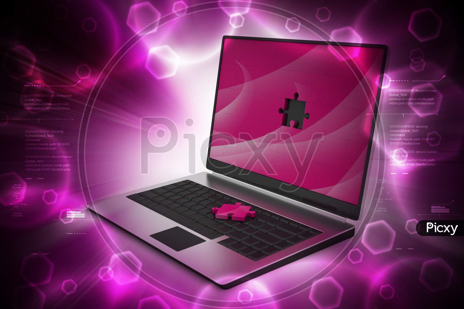Laptop In Color Background
