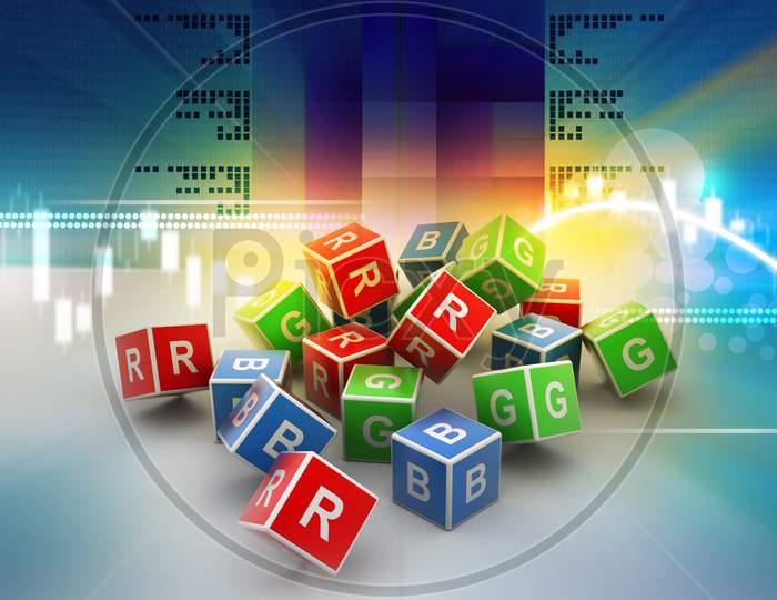 3D Colored Cube Of Rgb Alphabet
