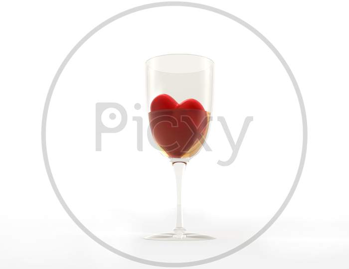 Red Heart Dug In Wine Glass