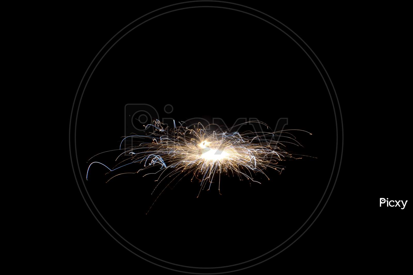 Firecracker Sparkle In Black Isolated Background