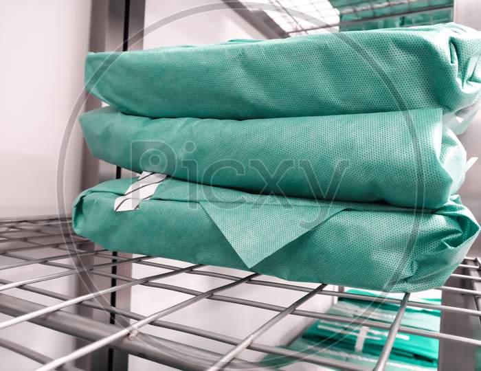 Green Wrapped Sterile Surgical Instrument