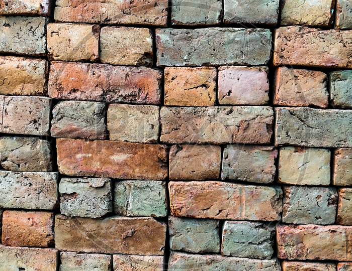 Old Grunge Color Brick Wall Background.