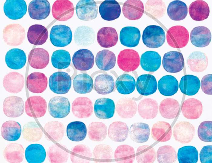 Watercolor Circles On White Background.