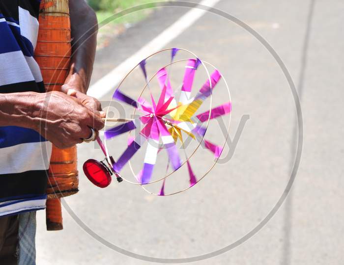 A Spinning Toy Windmill