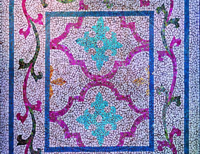Pattern Mosaic Tiled Floor Decor Background.