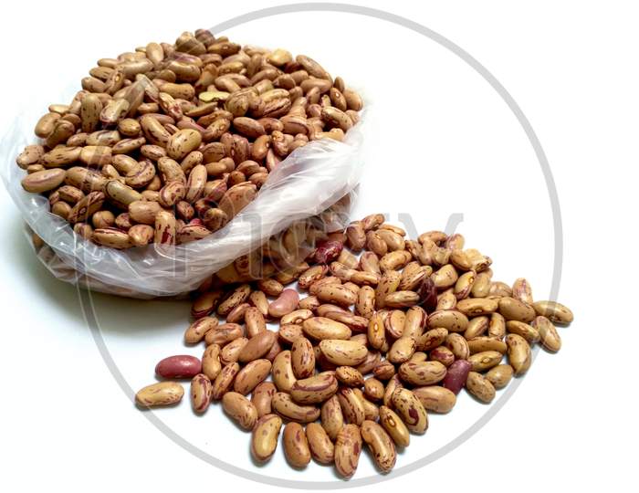 Red Kidney Beans Also Know As Azuki Beans Or Rajma Seeds Isolated On White Background