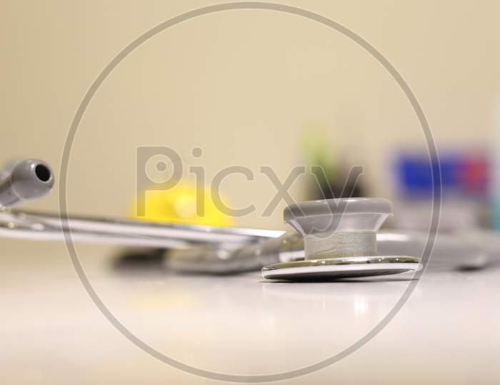 Doctor Stethoscope Closeup View Beautiful Background