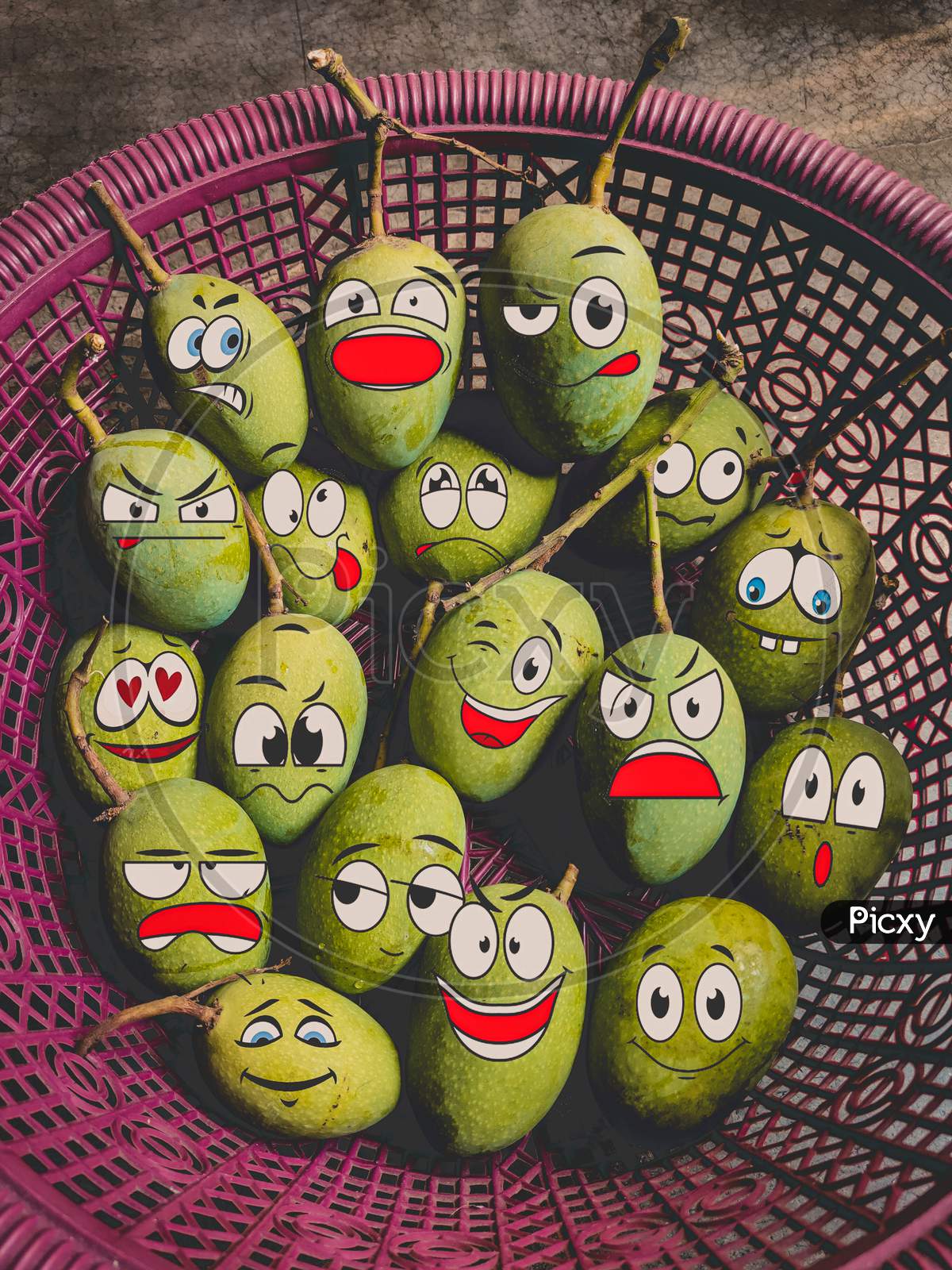 Creative Photography "Mango Emojies like realistic".