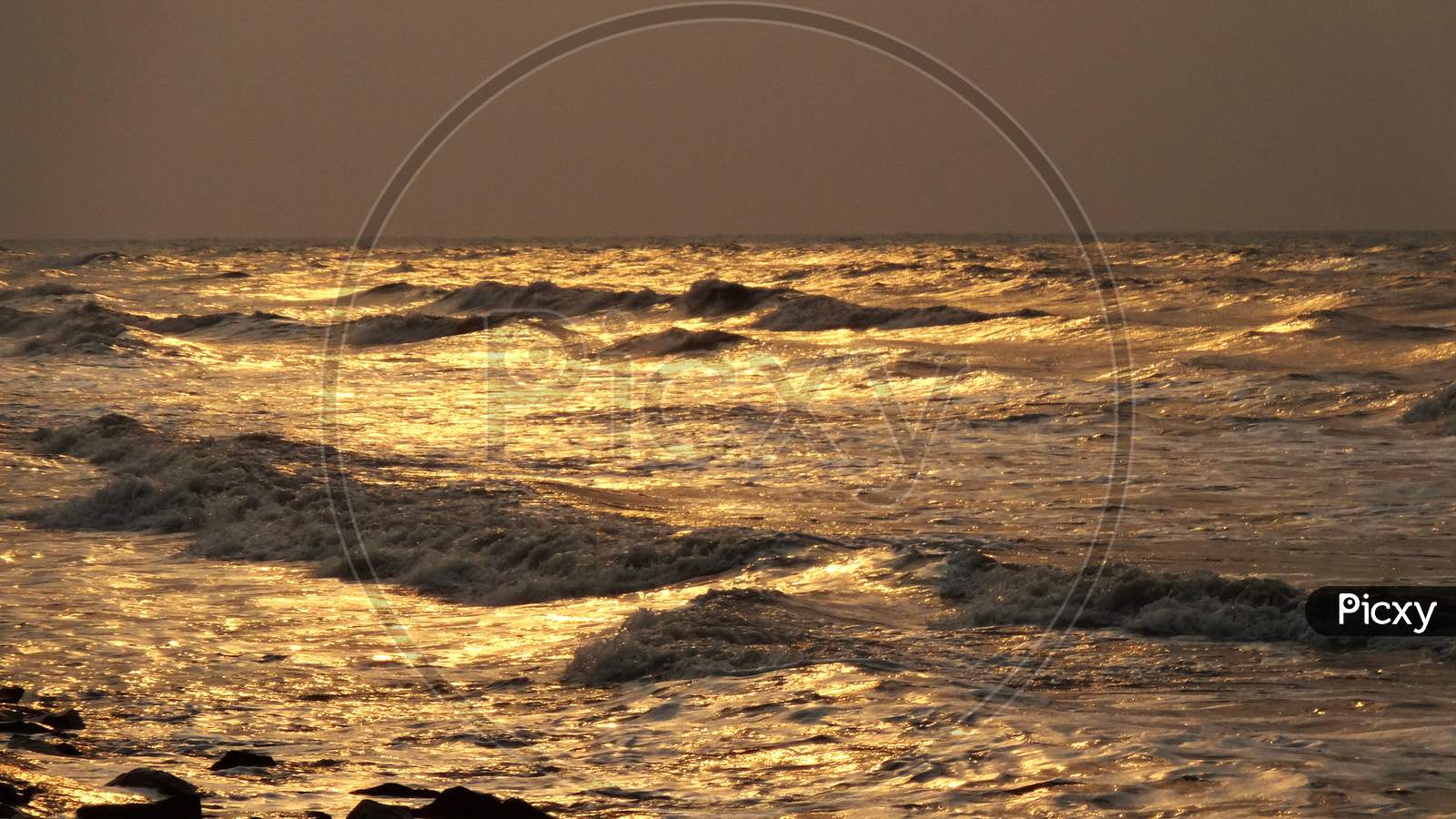 Beautiful natural Golden sea waves background wallpaper