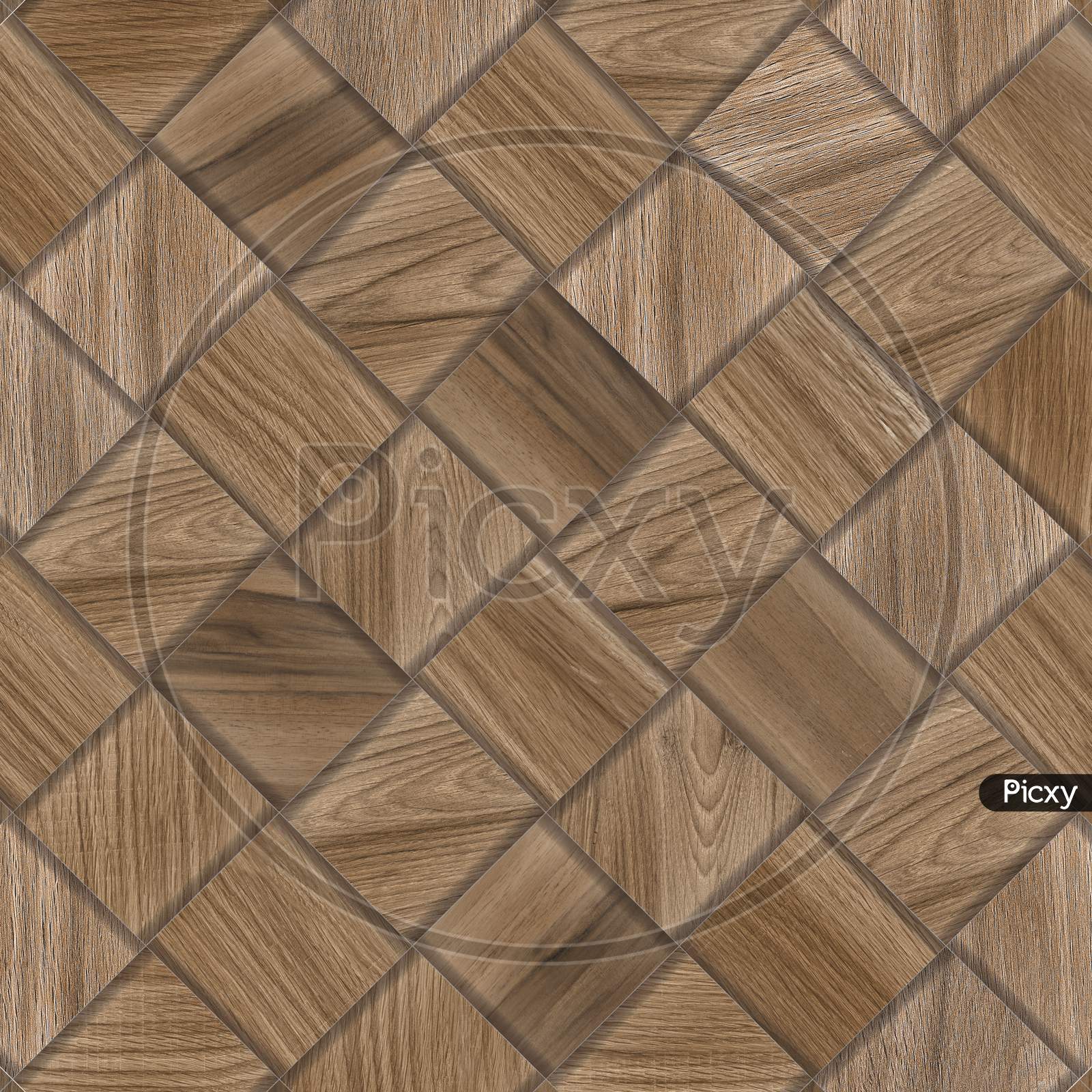 Wooden Geometric Shapes 3D Chex Pattern Tile.