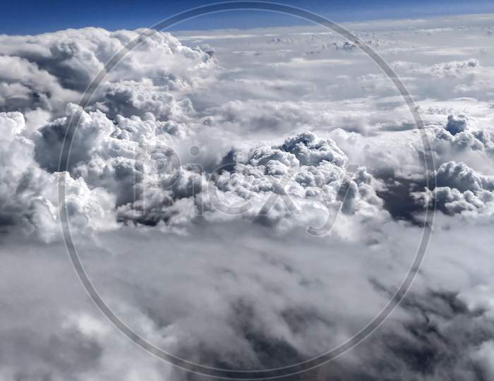 Image Taken Of Earth Covered With The Cloud From Airplane.