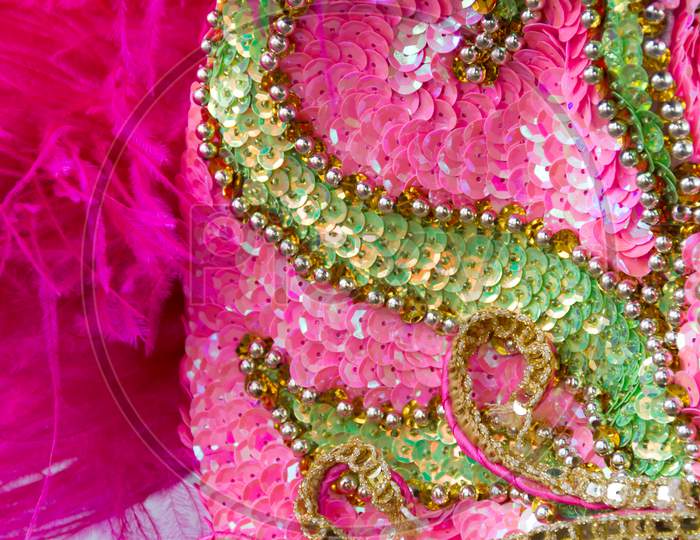 Sequins Embroidery Of Colors And Glitters For The Carnival
