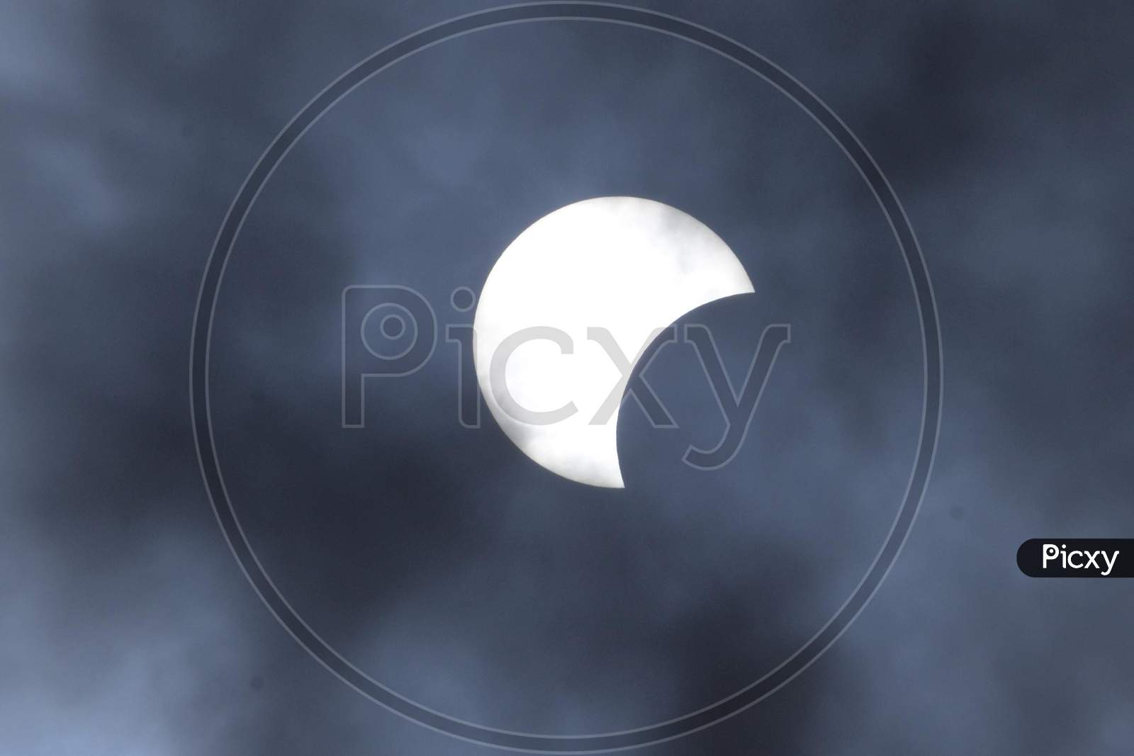 A View Of The Solar Eclipse As Seen In The Sky From  In Nagaon District In The Northeastern State Of Assam On June 21,2020