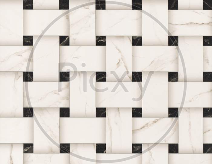 Seamless Pattern Design With White Marble Geometric Lines.