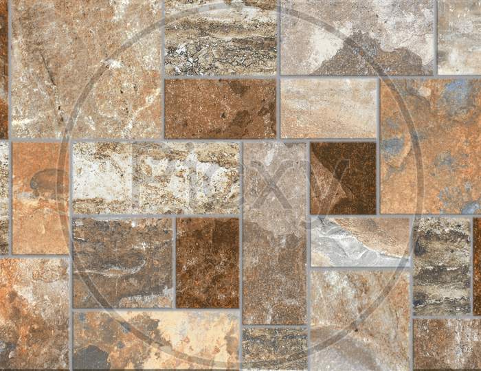 Outdoor Stone Block Floor And Wall Background.
