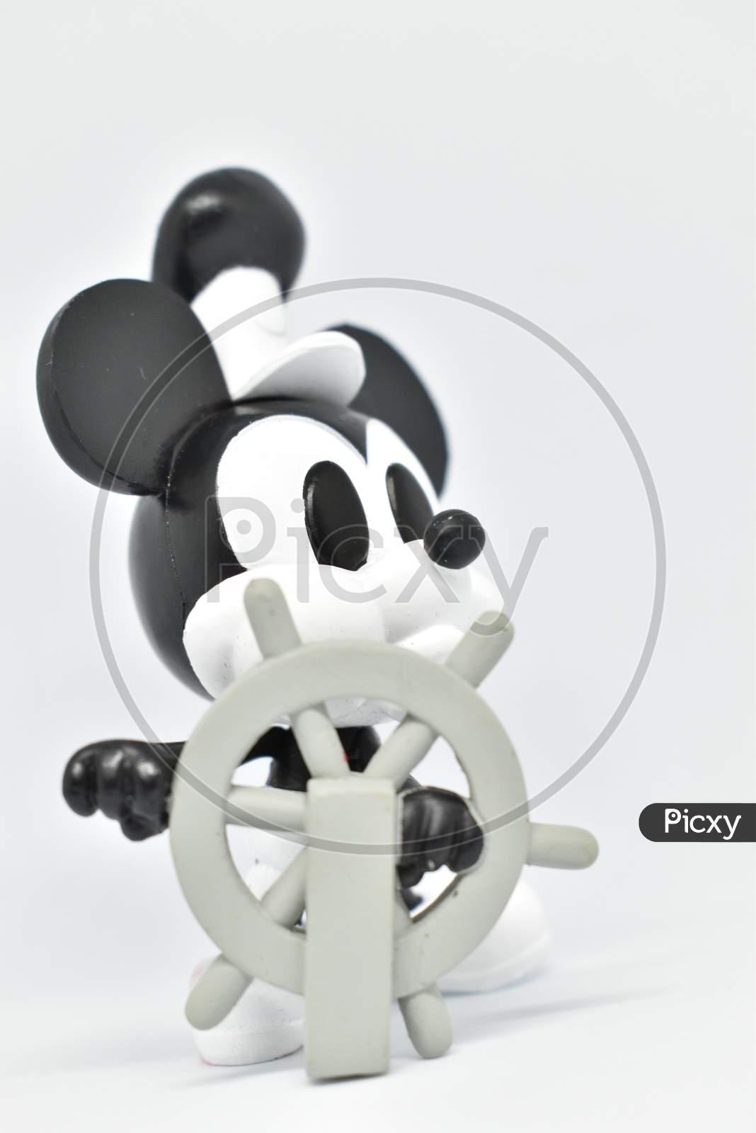 Steamboat Willie Mickey Mouse On White Background.